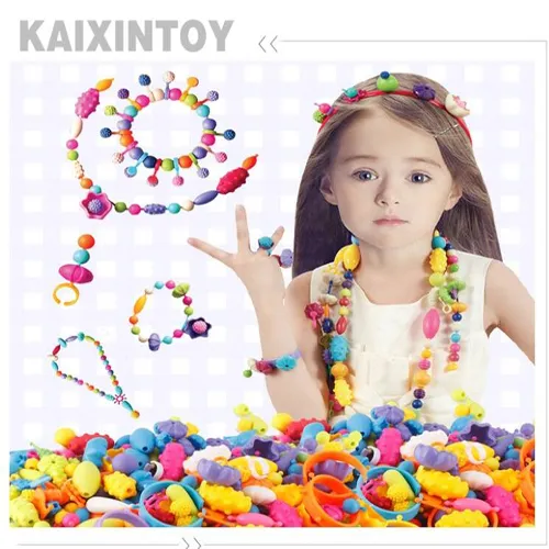 Personalized Girls Jewelry Toys Plastic Beads Set Funny DIY Kids Crafts
